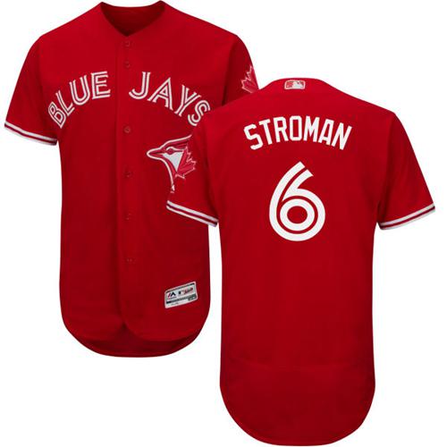 Blue Jays #6 Marcus Stroman Red Flexbase Authentic Collection Canada Day Stitched MLB Jersey